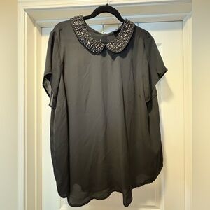 Torrid Black Blouse with Embellished Collar